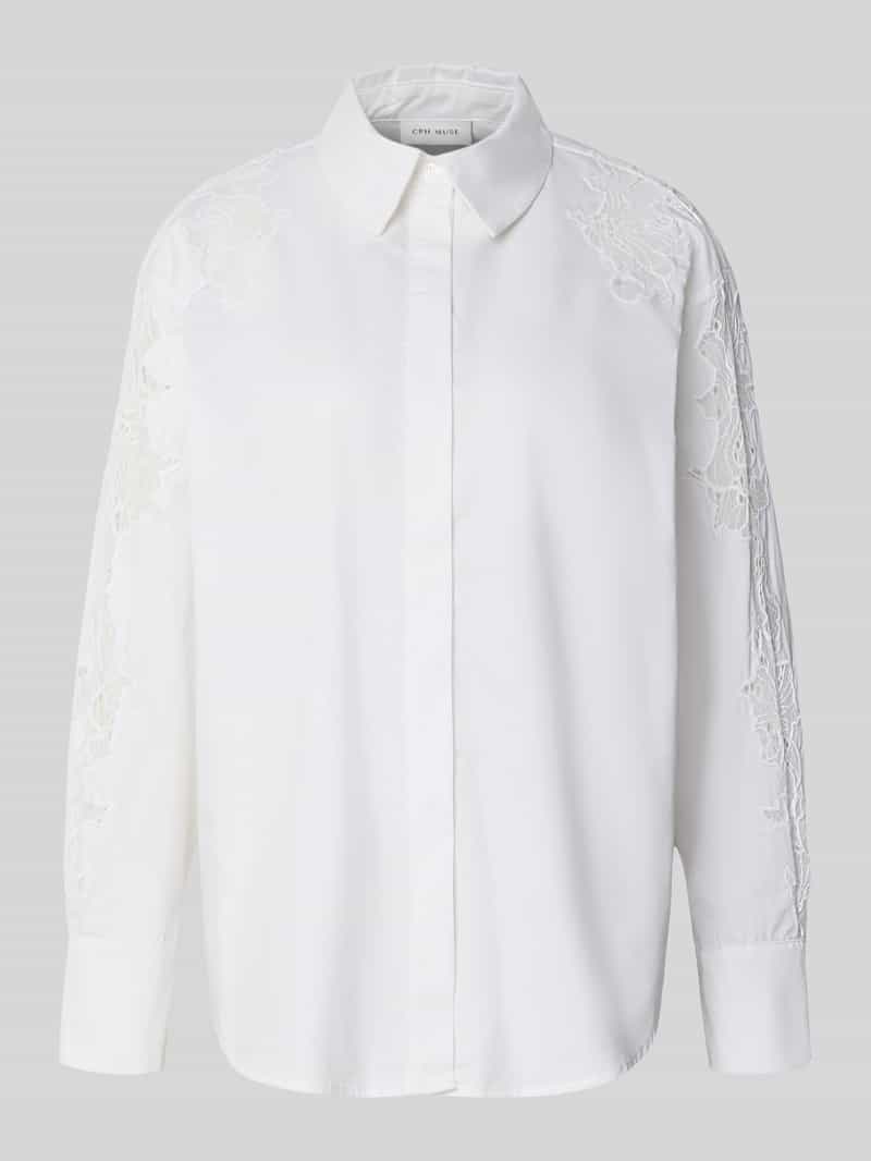 Cph Muse Blouse met kant en overhemdkraag model 'SHIRLEY'