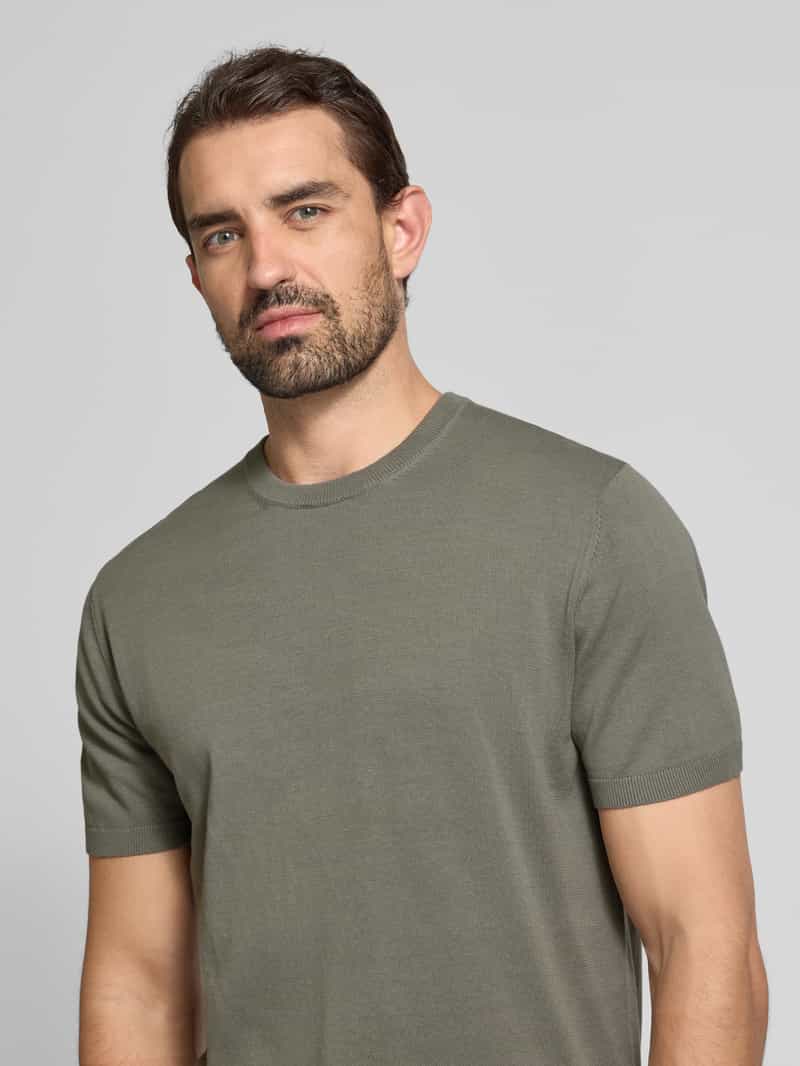 Christian Berg Men T-shirt met geribde ronde hals