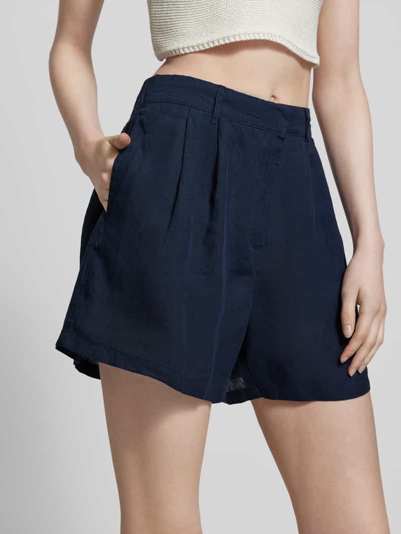 Gina Tricot Korte loose fit linnen broek met bandplooien