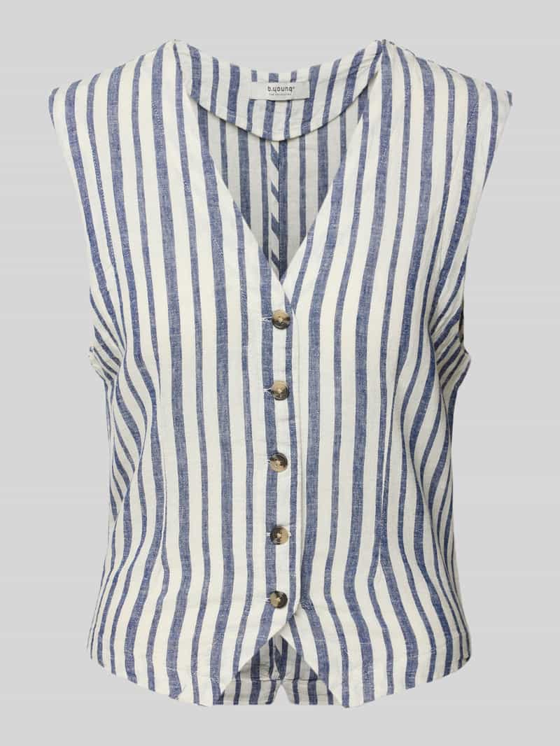 b.Young Linnen gilet met V-hals model 'FALAKKA'