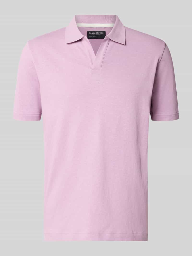 regular fit poloshirt van mix van katoen en linnen