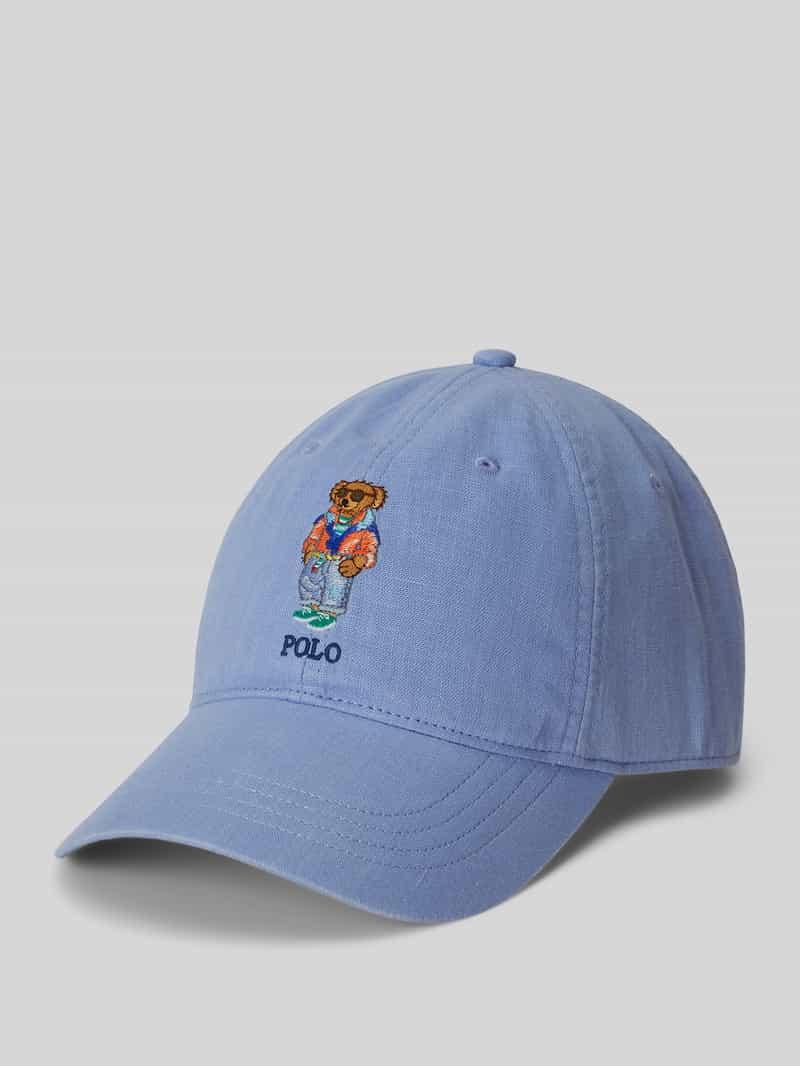 Cap met polo bear-print detail van linnen