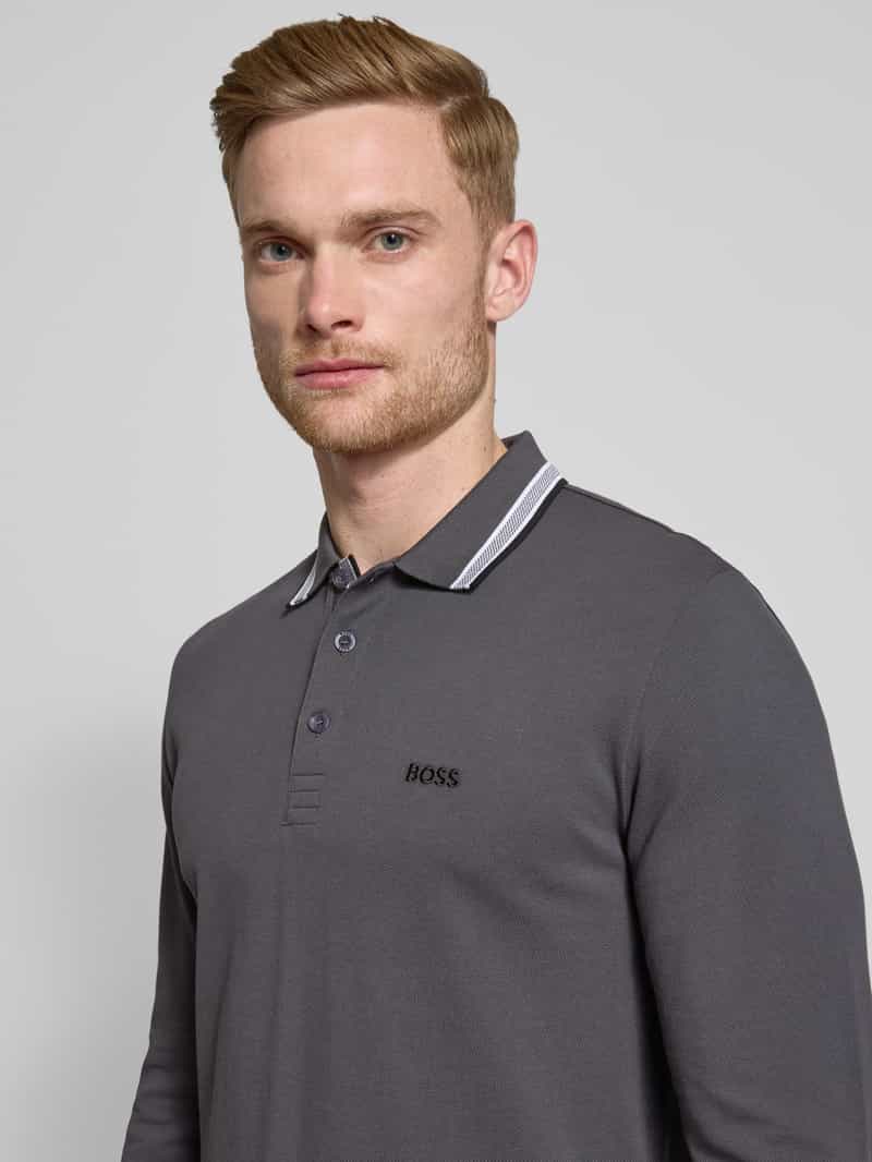 BOSS Green Regular fit poloshirt met labelstitching model 'Plisy'