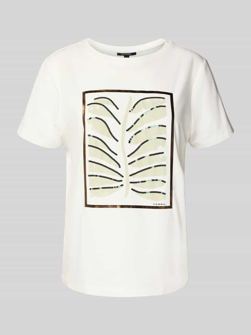 comma T-shirt met pailletten en ronde hals