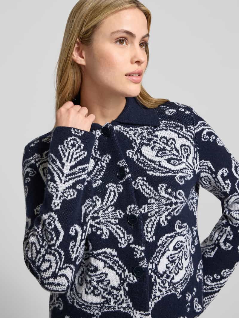 Marc Cain Cardigan van een mix van scheerwol en kasjmier met platte kraag