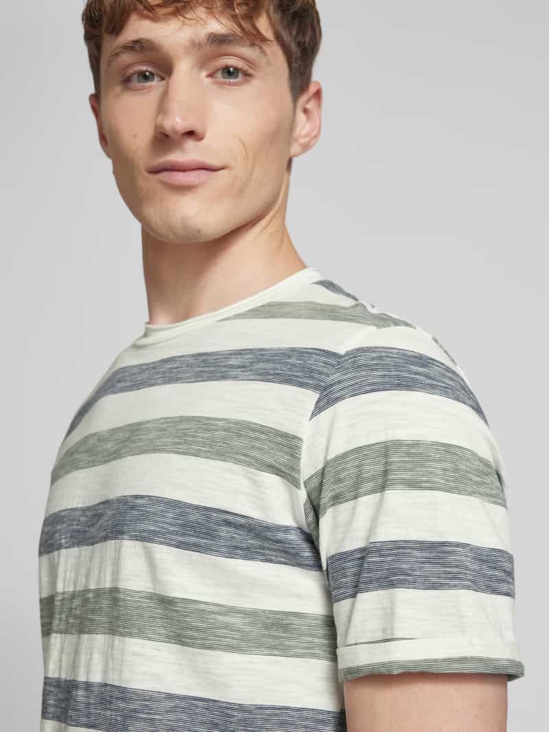 Blend T-shirt met geribde ronde hals model 'JELANI'