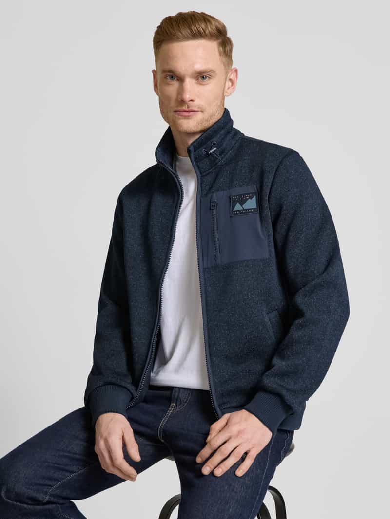 Tom Tailor Regular fit gebreid jack met fleecevoering en labelpatch