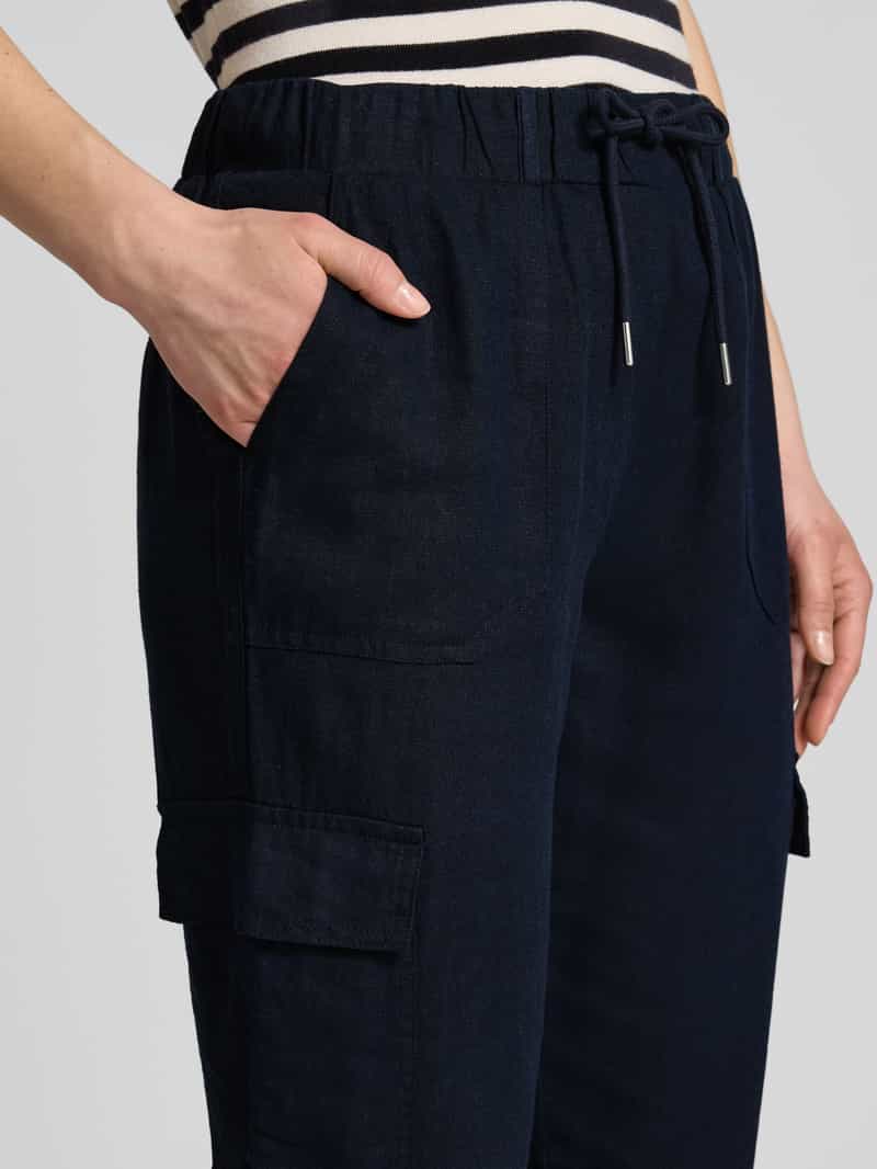 FREE QUENT Tapered fit linnen broek met cargozakken model 'Lava'