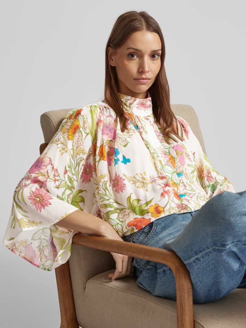 herzensangelegenheit Regular fit zijden blouse met opstaande kraag