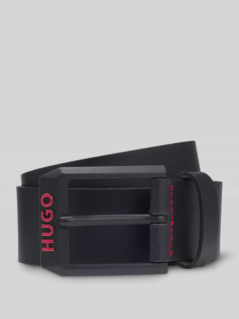 Riem met logo-sluiting van leer