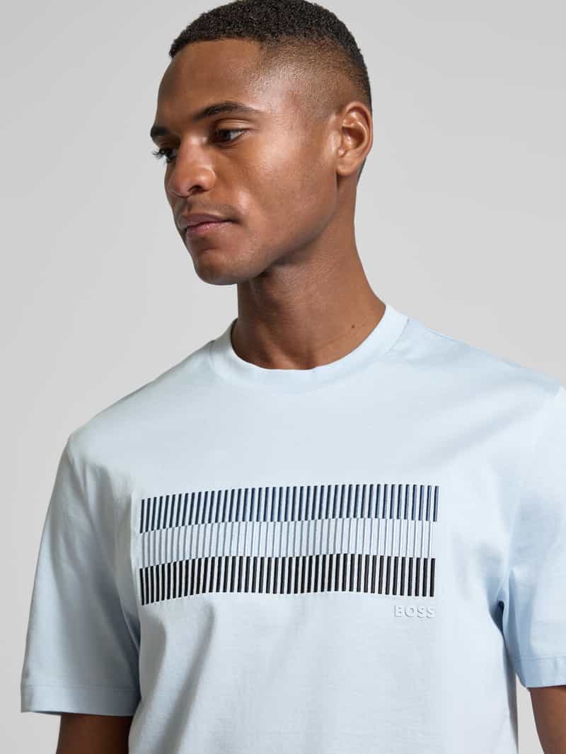 Boss T-shirt met geribde ronde hals model 'Thompson'