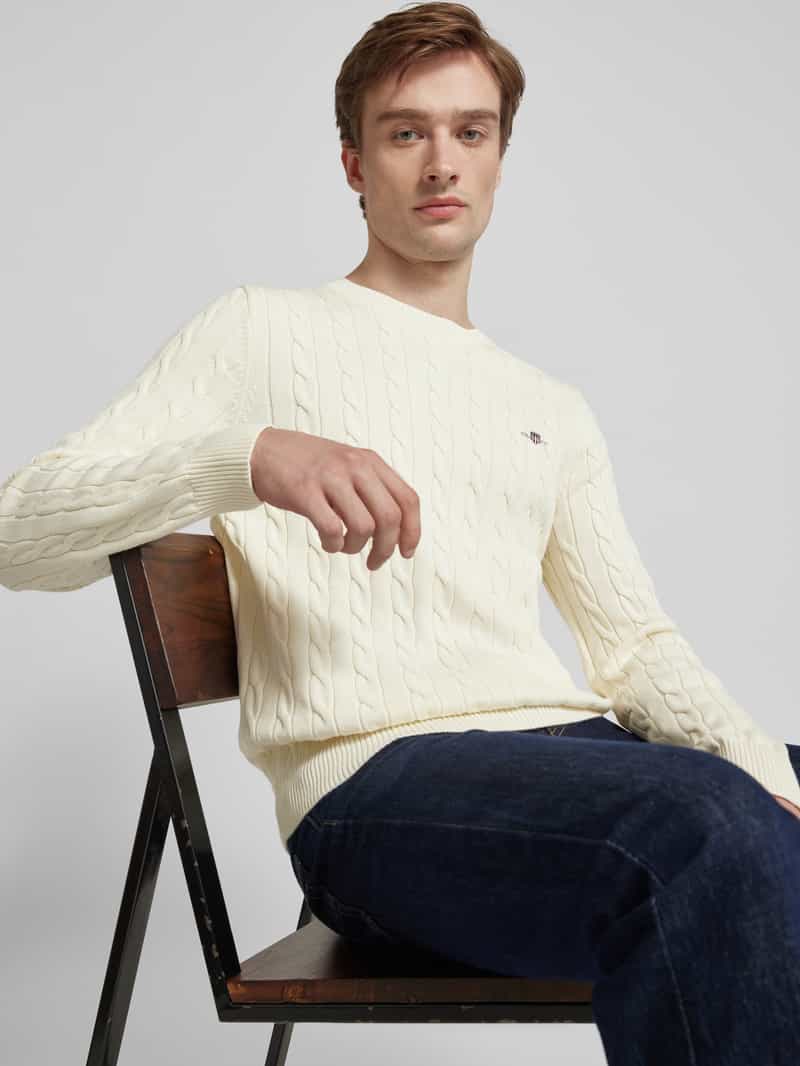 Gant Gebreide pullover met kabelpatroon