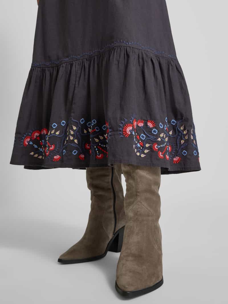 Scotch & Soda Midirok van viscosemix met gebloemde motiefstitching