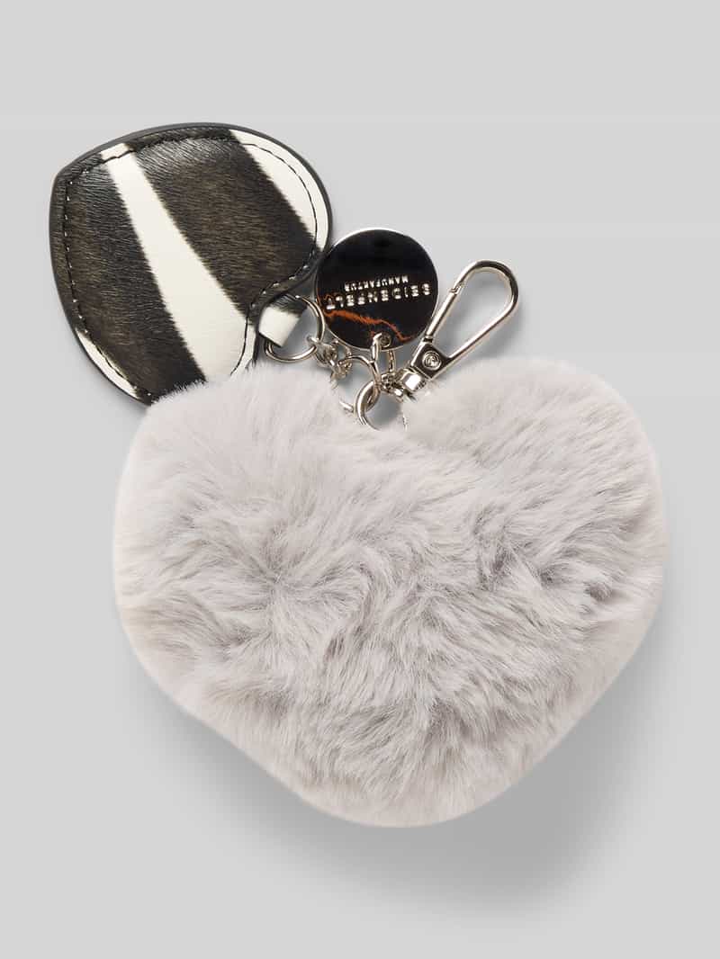 Seidenfelt Sleutelhanger met imitatiebont model 'Double Heart Charm'