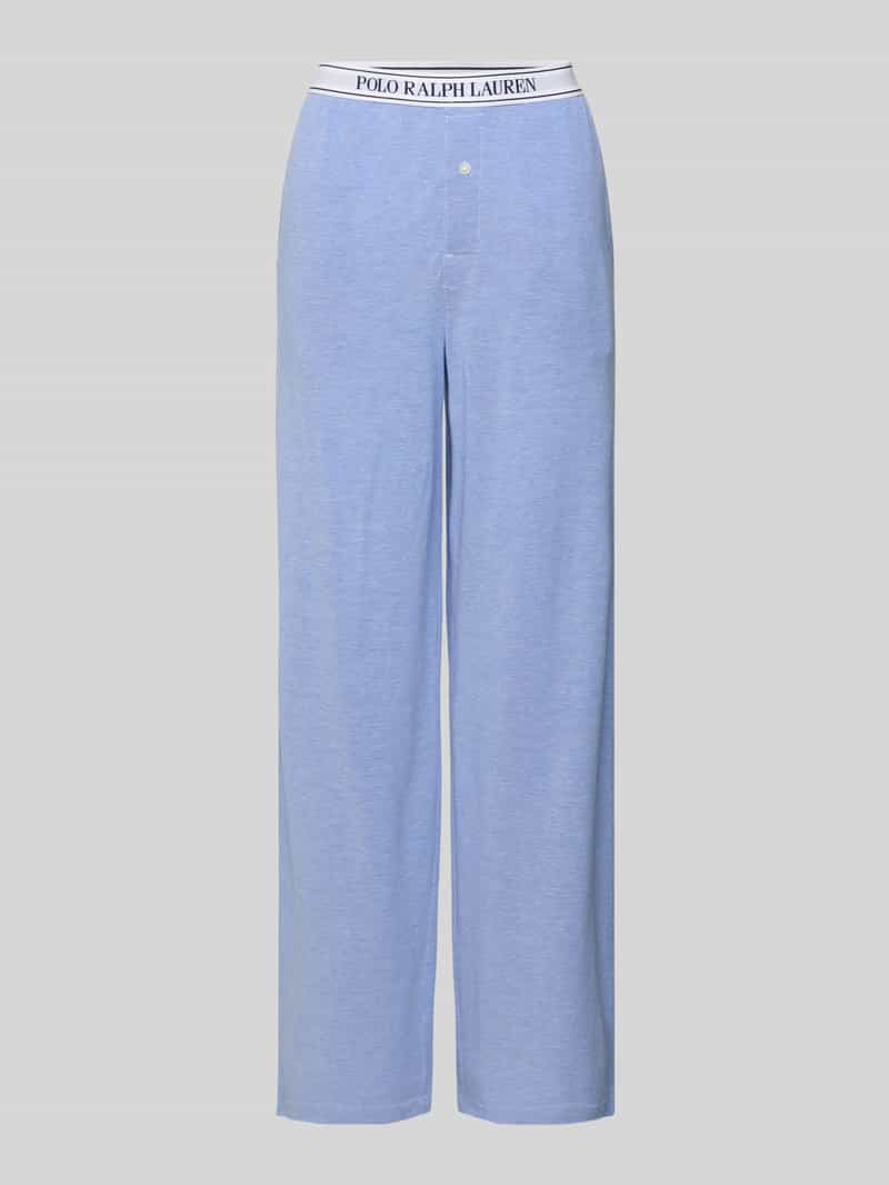 Straight leg pyjamabroek met elastische band met label