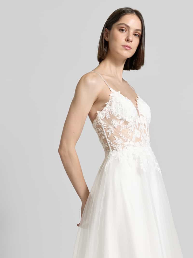 LUXUAR FASHION maxi-jurk met stitchings en vetersluiting aan de achterkant offwhite, foto 4