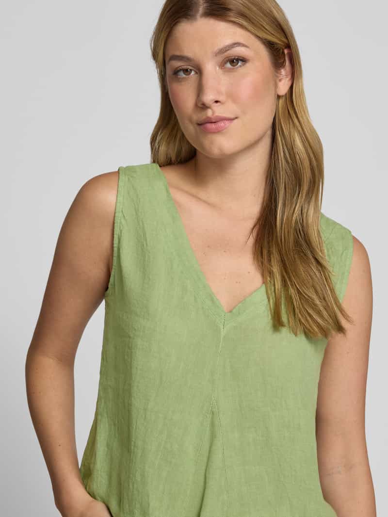 ZABAIONE Regular fit linnen blousetop met V-hals model 'Lu44cia'