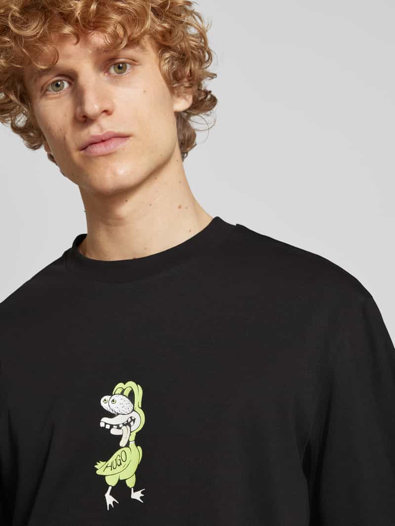 Hugo Blue T-shirt met motiefprint model 'Nutongo'