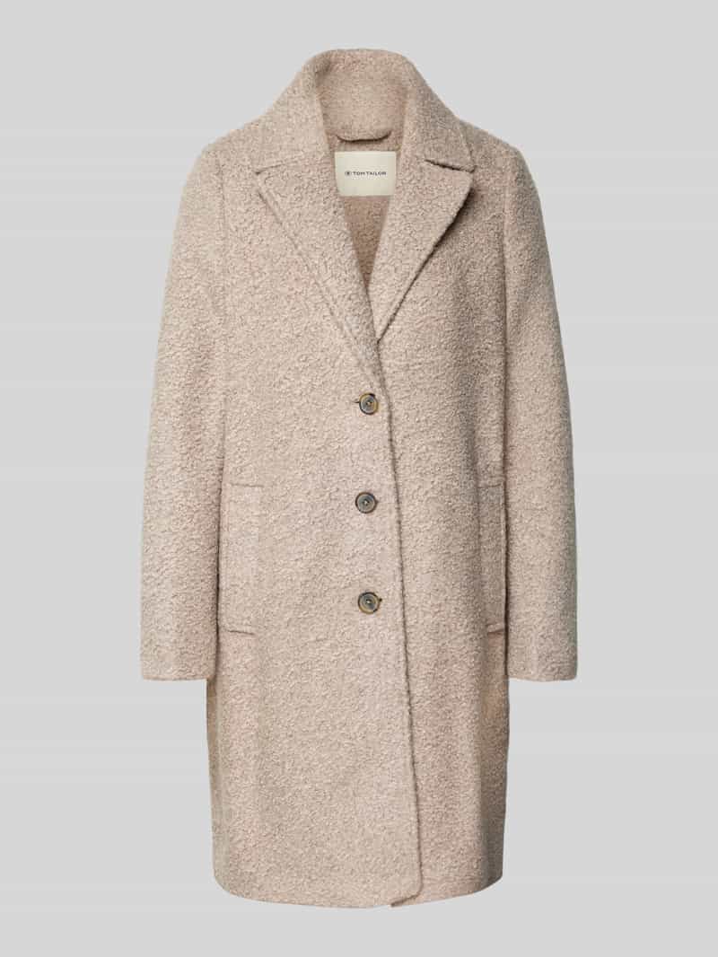 Tom Tailor Lange regular fit lange jas van teddybont met strookzakken