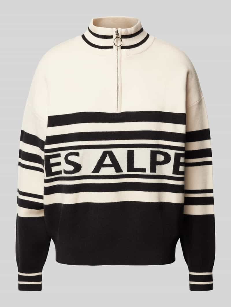 Jake*s Casual Gebreide pullover van viscosemix met opstaande kraag en ritssluiting