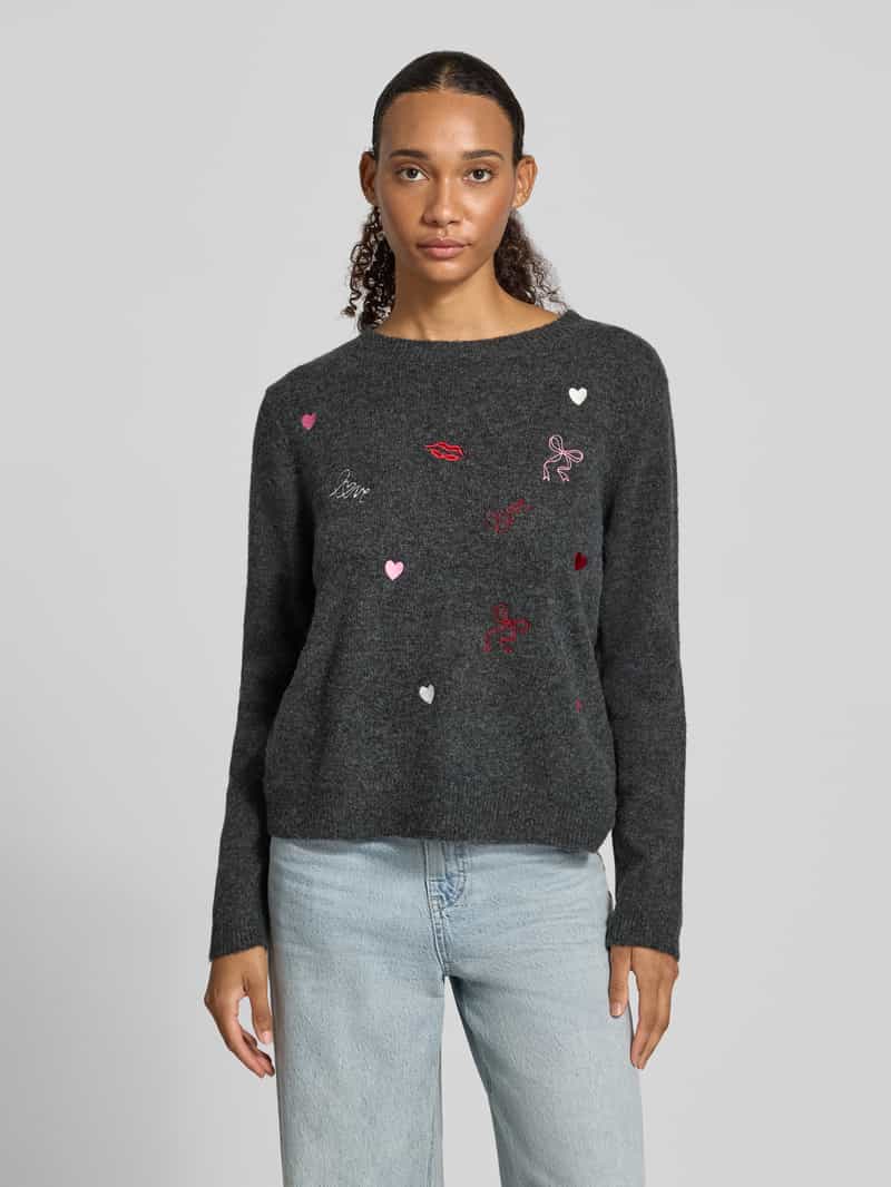 Only Regular fit pullover met wol model 'SHINE' grijs/roze/rood, foto 3