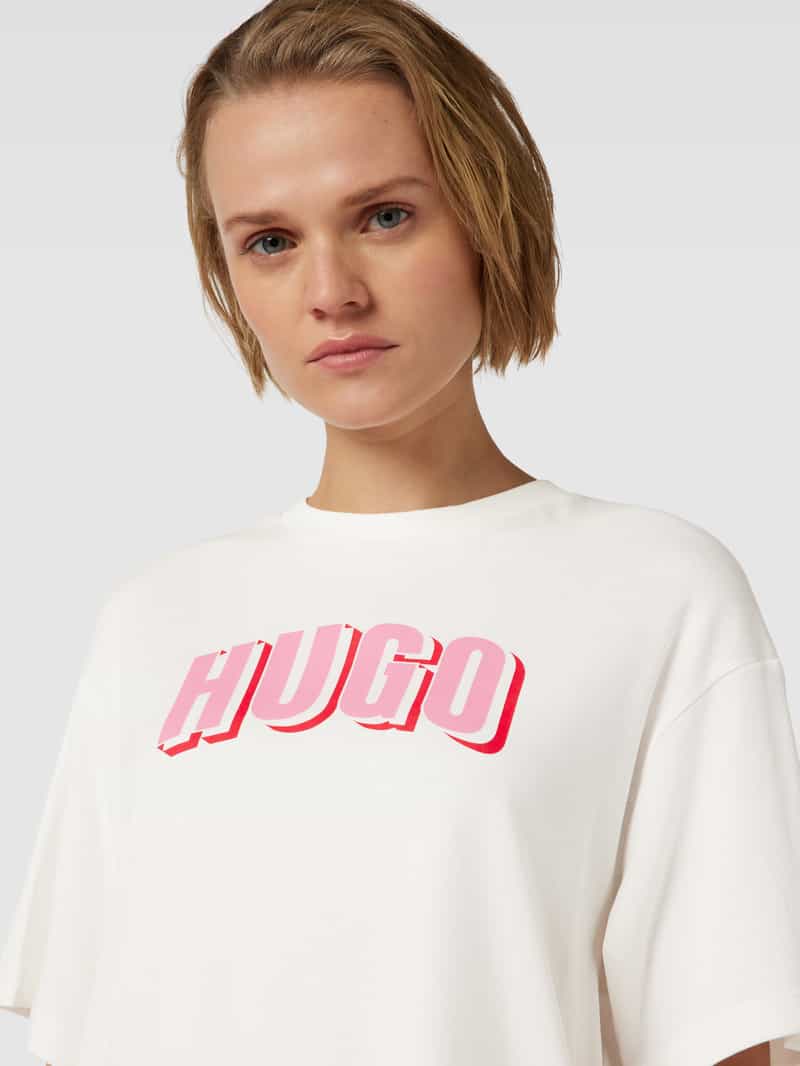 HUGO T-shirt met labelprint model 'Dazalena'