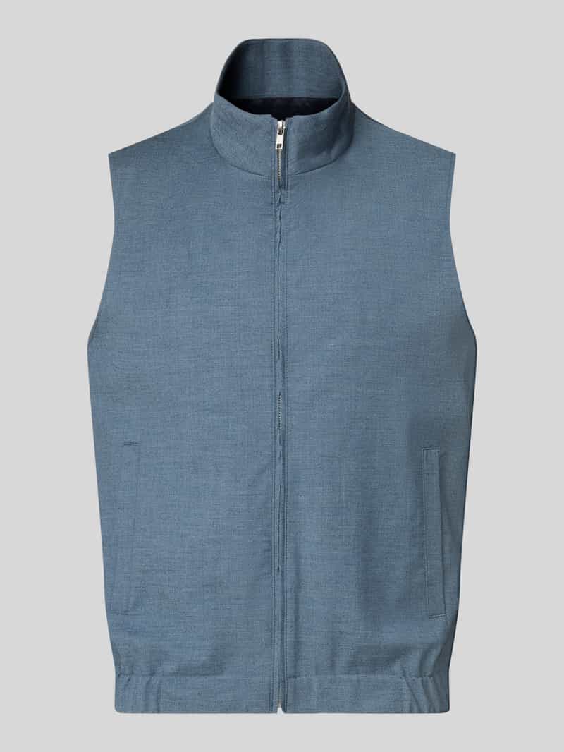 Roy Robson Gilet van een mix van scheerwol en viscose met opstaande kraag