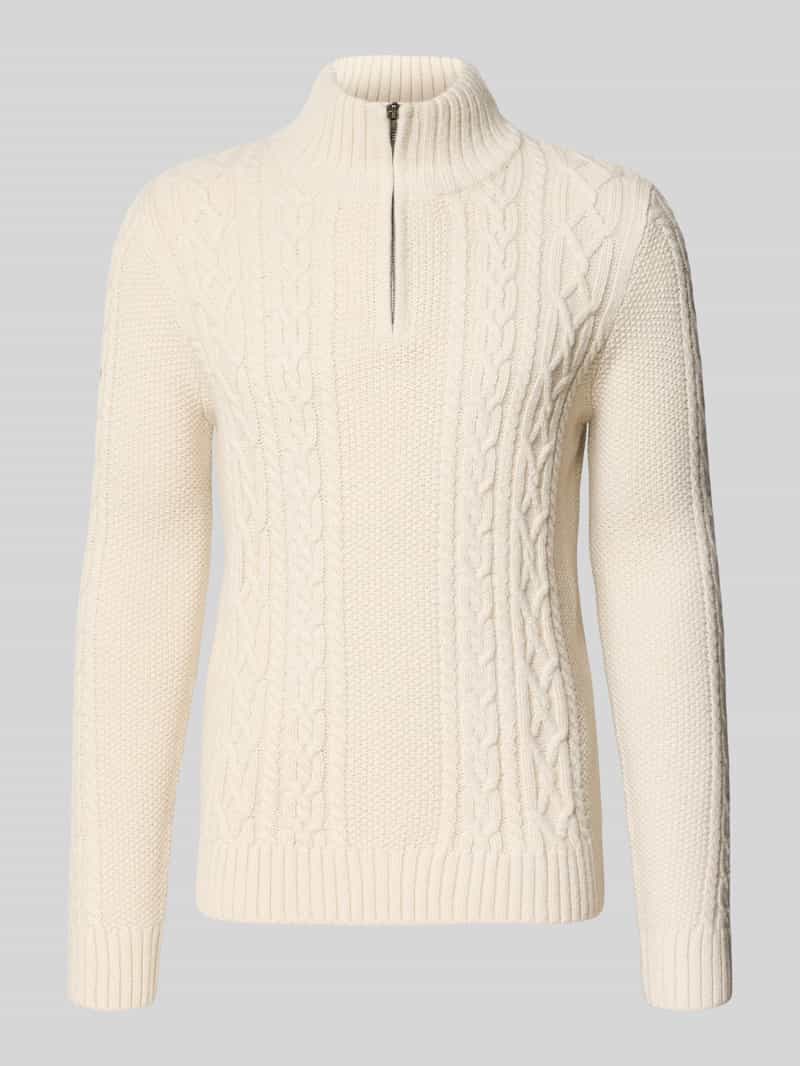 Superdry Trui Jacob Cable Half Zip Knit M6110770a 39e Ecru Mannen Maat - S