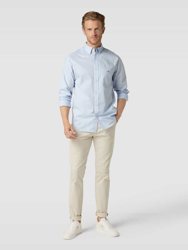 Gant Regular fit vrijetijdsoverhemd met borstzak, model 'POPLIN' lichtblauw, foto 6