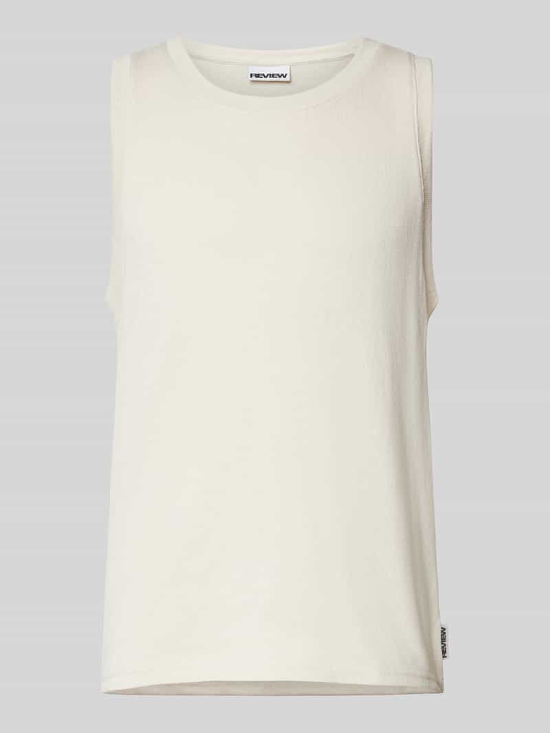 REVIEW Tanktop met ronde hals en labeldetail