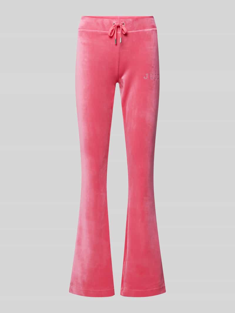 sweatpants met labeldetail en met siersteentjes