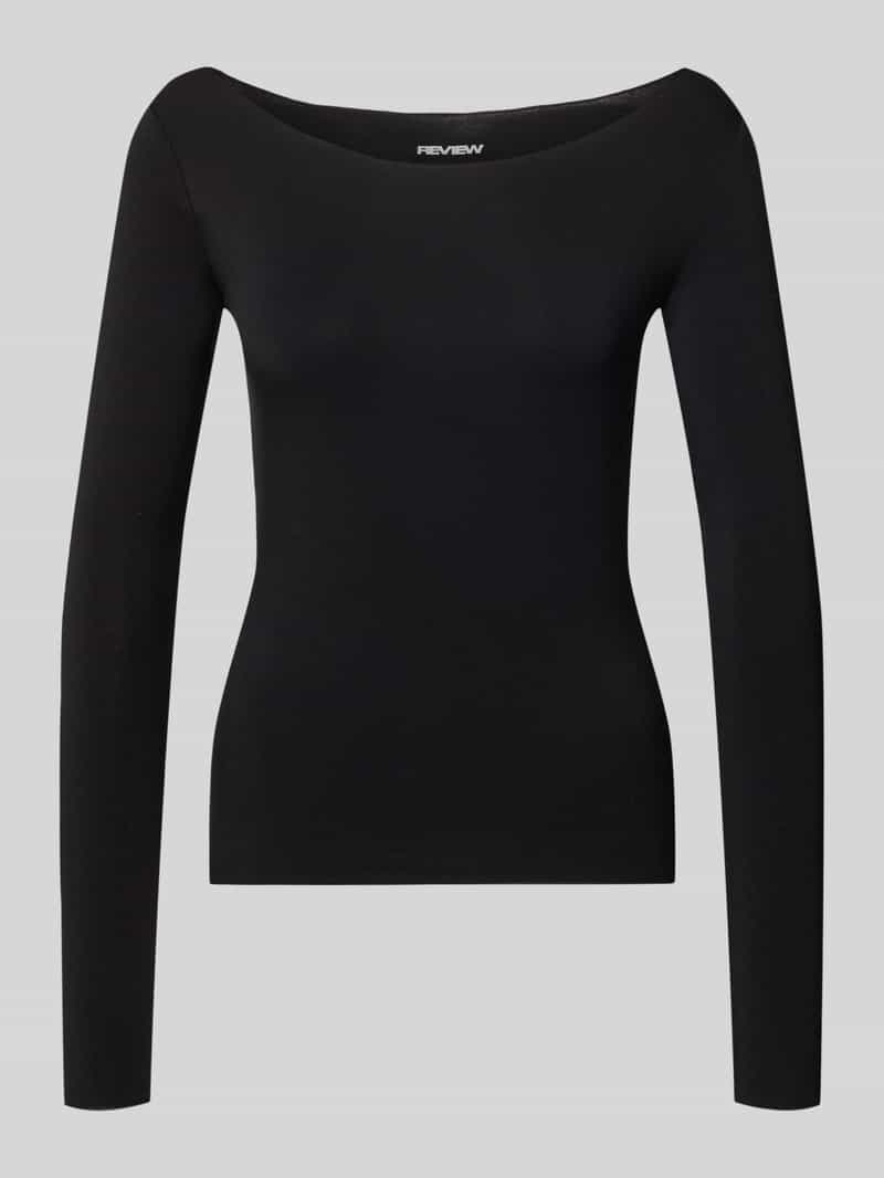 Slim fit shirt met lange mouwen boothals