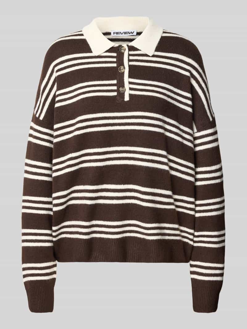 REVIEW oversized gebreide pullover met polokraag