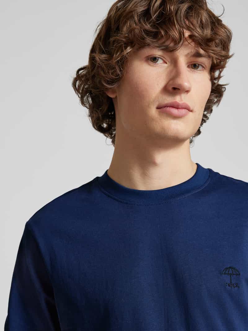 Blend T-shirt met geribde ronde hals model 'JENS'