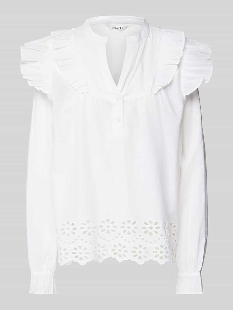 Regular fit blouse met broderie anglaise, model 'Natia'