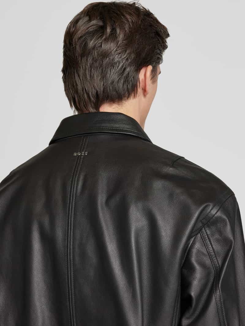 Boss Orange Leren jack met ritszakken model 'Joloco'