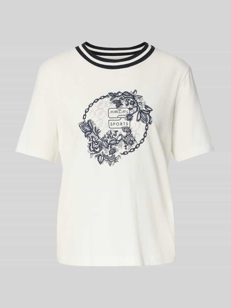 Marc Cain T-shirt met siersteentjes en ronde hals