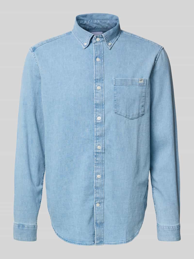 regular fit denimshirt met button-downkraag