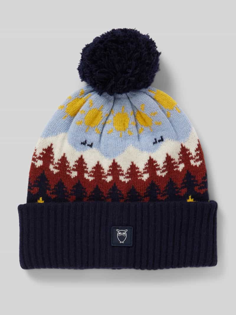 Knowledge Cotton Apparel Muts van wol met brede omslag model 'Faroe island'