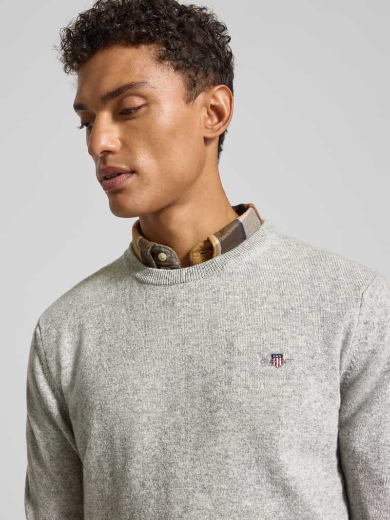 Gant Gebreide pullover van zuivere lamswol met ribboorden