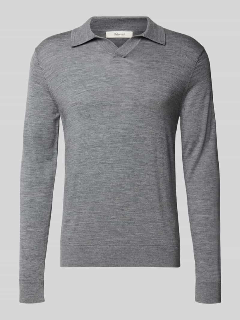 Selected Homme Regular fit poloshirt van zuivere wol model 'TRAY'