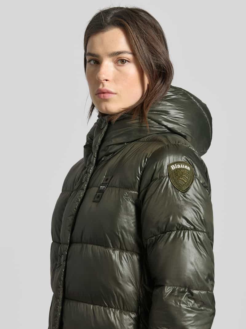 Blauer Usa Gewatteerde lange jas met labeldetail model 'BELLEVUE'