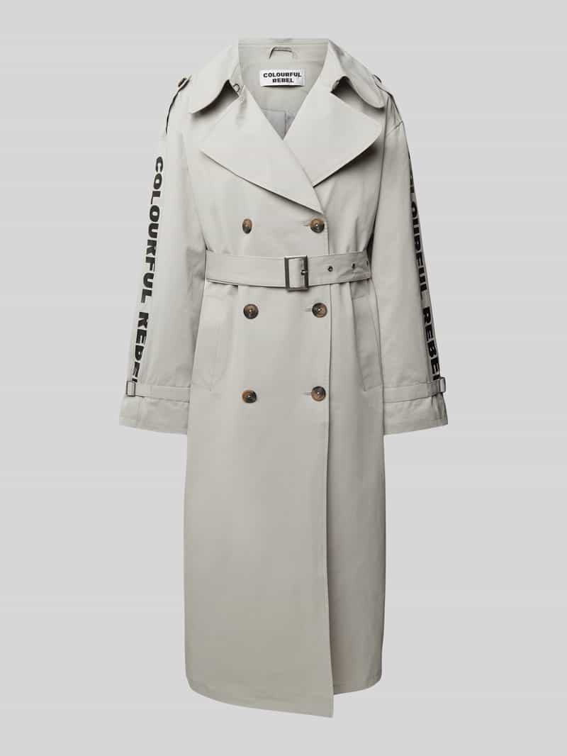 Colourful Rebel Trenchcoat met labelprint model 'Kaia'