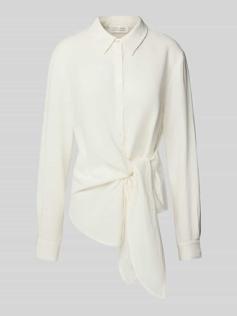 GUIDO MARIA KRETSCHMER WOMAN Slim fit linnen blouse met knoopdetail model 'MATHILDA'