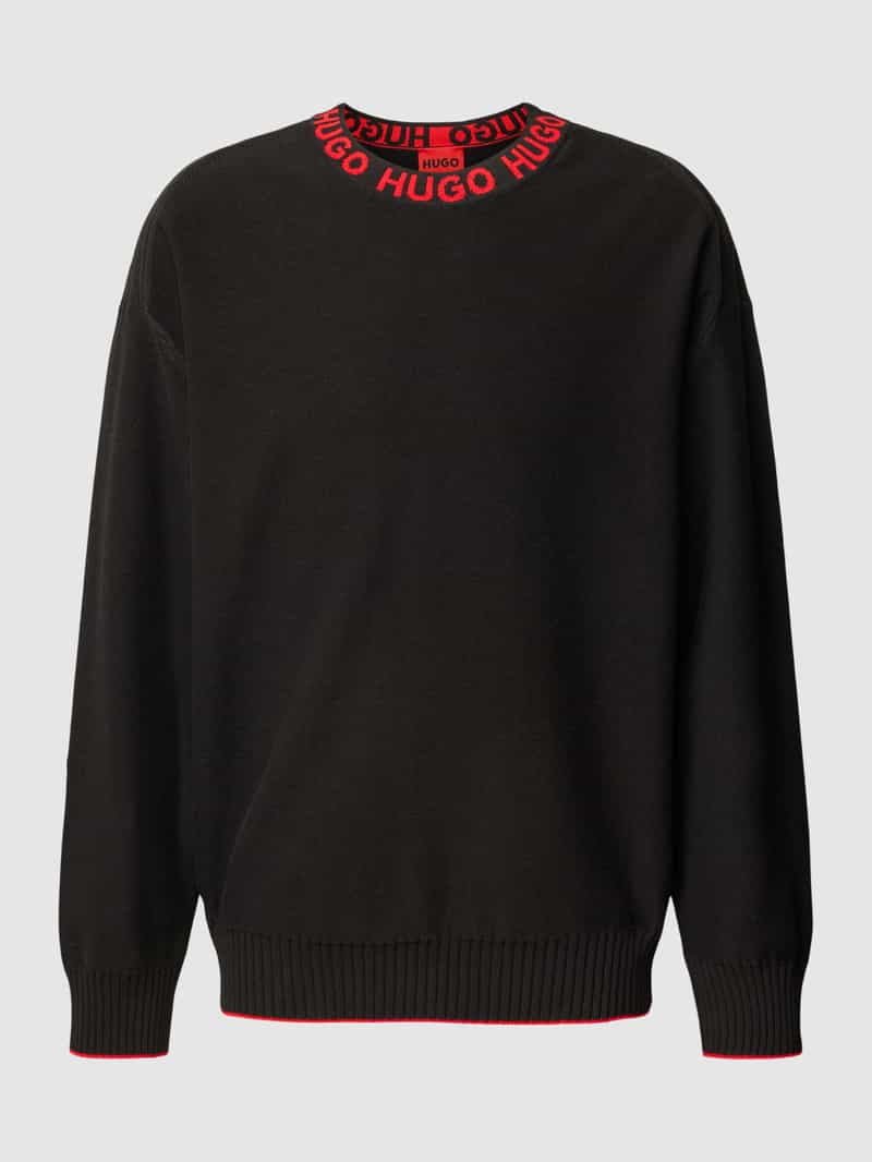 HUGO Gebreide pullover in zwart, model 'Smarlo'