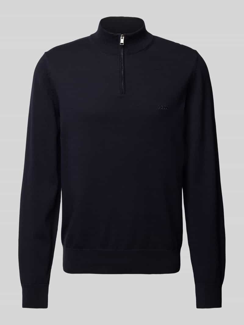 Boss Gebreide pullover met korte ritssluiting model 'Padro'