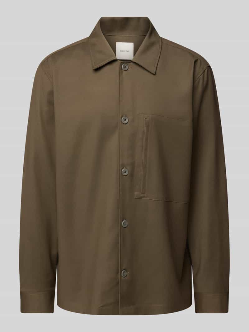 CK Calvin Klein Regular fit overhemdjack met kentkraag en viscose