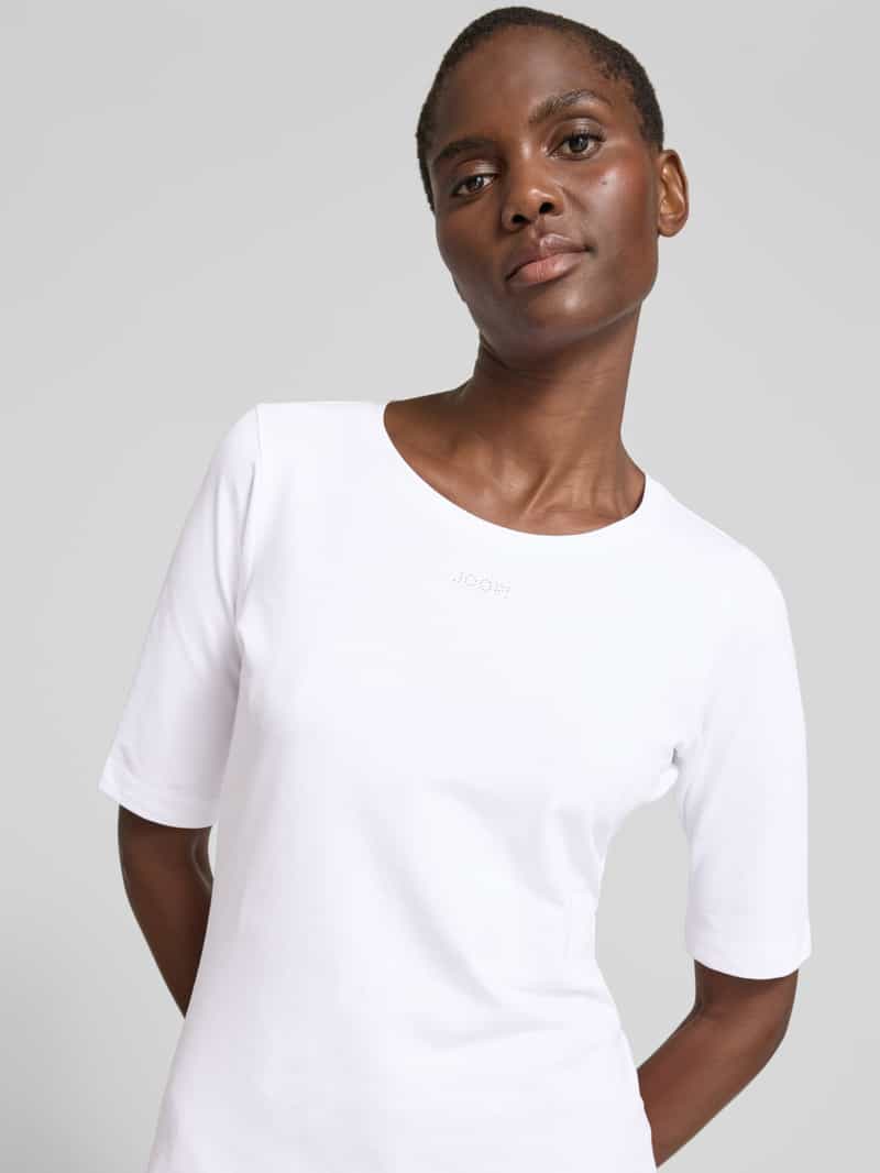Joop! T-shirt met geribde ronde hals model 'Tamira'