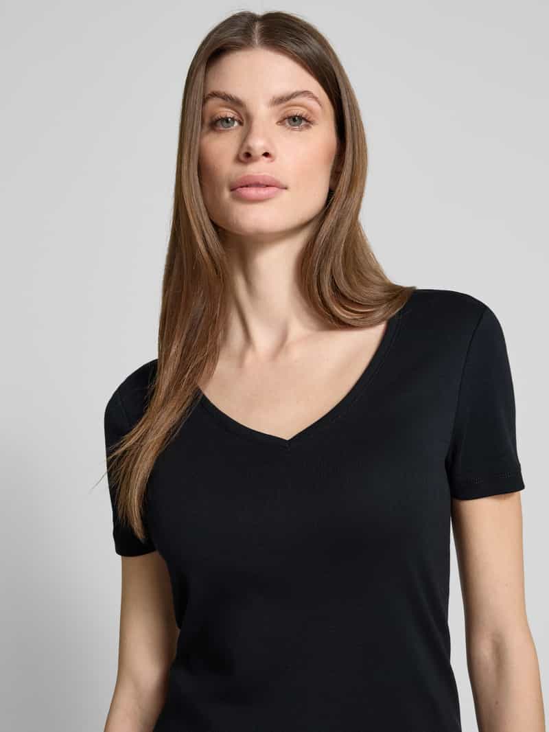 Christian Berg Woman T-shirt met geribde V-hals