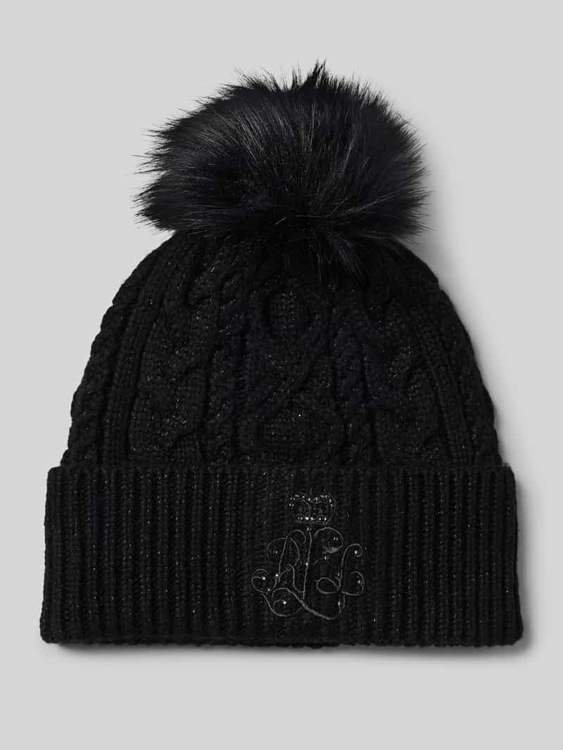 Lauren Ralph Lauren Gebreide muts met pompon en labelstitching
